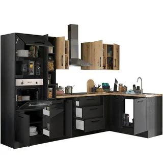 BASIC by Balculina Winkelküche L-Form 300 x 175 cm schwarz