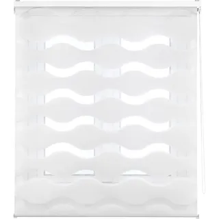 Decorblind Doppellagiges Rollo für Nacht und Tag, Installation an Wand oder Decke, Maße Vorhang: 140 x 180 cm Breite x Länge/Maße Vorhang: 137 x 175 cm, weiß, Fenstervorhang