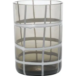Zafferano Twiddle - Set mit 6 grauen Gläsern aus geblasenem Glas, 35 cl - handgefertigte Trinkgläser mit weißem Dekor, spülmaschinenfest - Grau, Weiß