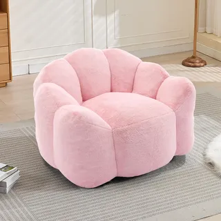 Lotus-Sitzsack 110x110 cm – Kompaktsofa in Rosa, Plüsch-Bezug, kurzflorig, ohne Montage, sofort einsetzbar, für Wohnzimmer & Schlafzimmer - Rosa