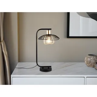 Große ausgefallene LED Tischleuchte Nachttischlampe Metall Schwarz Gold, H: 44cm