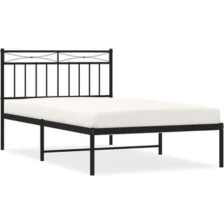 vidaXL Bettgestell mit Kopfteil Metall Schwarz 100x200 cm - Schwarz