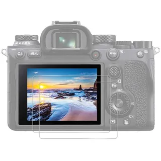 JJC (2 PACK) Displayschutzfolie aus Gehärtetem Glas für Sony Alpha A1II A7RV A9III, ILCE-1M2 ILCE-7RM5 ILCE-9M3 Kamera, Ultradünn Hohe Härte Bruchsicher Blasenfrei