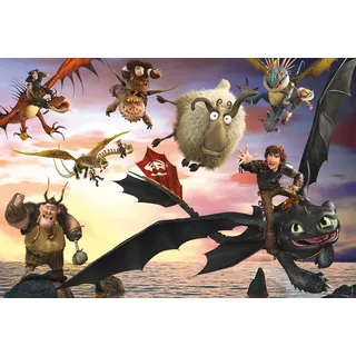 Schmidt Spiele 56547 Dragons, Drachenreiter in Aktion, 100 Teile Kinderpuzzle aus Graspappe