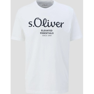 S.Oliver Herren T-Shirt mit Label-Print, Weiss, 3XL