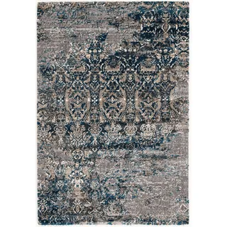 Teppich OCI DIE TEPPICHMARKE "JUWEL SILENTA" Gr. 6, blau (petrol, grau), B:200cm H:20mm L:290cm, Polyester, Polypropylen, Teppiche, Teppich, Kurzflor, Wohnzimmer, Marmor Optik, Hoch Tief Effekt