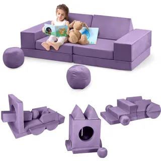 GarveeLife Kinderbett, ausziehbares Kindersofa mit 12 Modulen, Futon, faltbar, Möbel für Kinderzimmer, Schlafzimmer, Spielzimmer