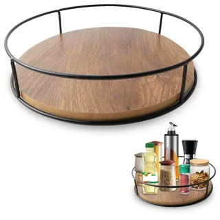 CHENGCKJ Drehteller Organizer Holz Drehbar Lazy Susan Gewürzregal Runda