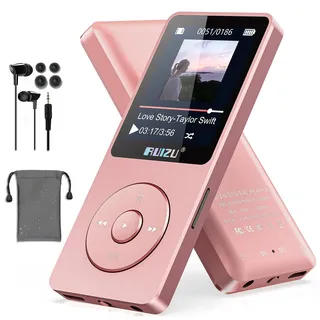 RUIZU 64GB MP3 Player with Bluetooth 5.3, 1.8" Screen Portable Music Player, FM Radio, Voice Recording, EBook, Shuffle Single Loop, 80H Digital Audio Video Playback, Lightweight, Support 128GB TF Card