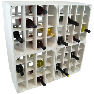 4er Set Weinregal 16er weiss Abstellregal Weingestell Fächer Flaschenregal Weinsch - Weiss