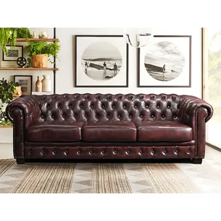 vente-unique Chesterfield Ledersofa 4-Sitzer - Büffelleder - Rotbraun - BRENTON