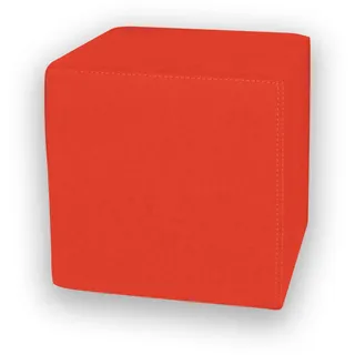 Betten-ABC Kubi – Sitzwürfel mit Polsterstoff und Füßen, in fünf Farben - Rot-Orange
