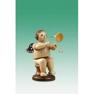 Musikengel engel sitzend mit Posaune Ohne Krone / natur Höhe ca 6,5 cm NEU