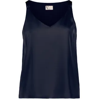 Satinbluse VERA MONT "Satin-Bluse mit V-Ausschnitt", Damen, Gr. 46, blau (night sky), Obermaterial: 100% Polyester PES., Blusen Satinbluse