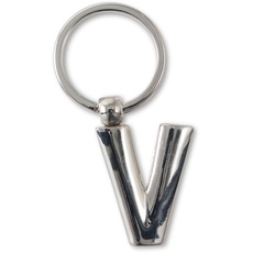 IF Schlüsselanhänger mit Buchstaben V, Metall, personalisierbar, 7 cm, silberfarben, silber, 7 cm, Klassisch