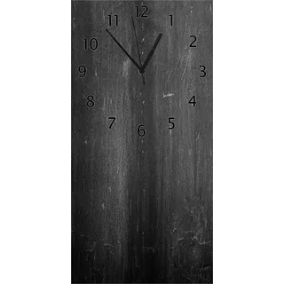Wallario Design Wanduhr bedruckt, Größe 30 x 60 cm, Motiv: Dunkler schwarzer Stein - Muster - Steinoptik - Schwarz