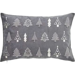 Dekokissen DONE. "Pine Forest", grau (grau, bedruckt bestickt), B:40cm H:1cm L:60cm, Polyester, Dekokissen_Sitzkissen_Kissenhüllen, Dekokissen, mit Glanzdruck