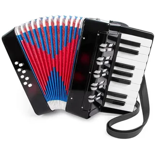 Akkordeon,Akkordeon kinder,Ziehharmonika,17 Tasten 8 Bass Kinderakkordeon mit Verstellbarem Gurt,Leicht und Umweltfreundlich (schwarz),Geeignet für Anfänger, ein Geschenk für Den Kindertag
