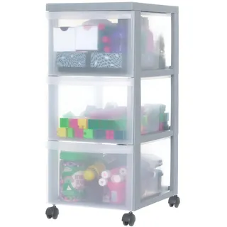 Iris Ohyama Schubladenbox 3 tiefen Schubladen 3-tlg. grau
