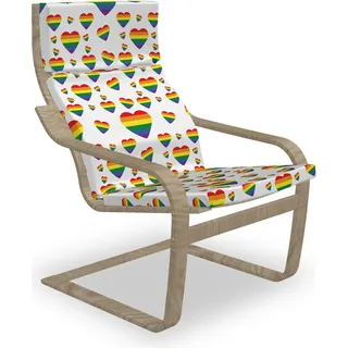 ABAKUHAUS Regenbogen Poäng Sessel Polster, LGBT Herz-Liebe ist Liebe, Sitzkissen mit Stuhlkissen mit Hakenschlaufe und Reißverschluss, Gelb Blau und Orange - Orange