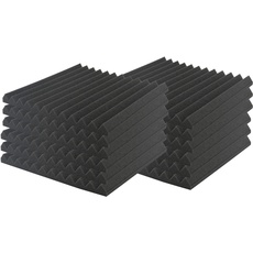 SK Studio 12 Stück Akustikschaumstoff Schallschutz Schaum Matte Keilschaumstoff Schalldämmplatten Soundproof Foam, Noppenschaumstoff Schaum-Fliesen für Zuhause und Studio 30x30x2.5cm, Schwarz