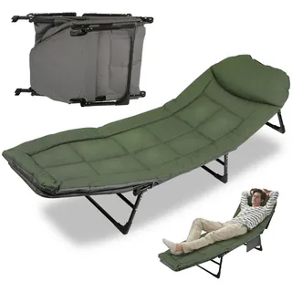 Jiubiaz Karpfenliege Liegestühle Angelliege XXL 200x64x32cm, grün klappbar - dunkelgrün