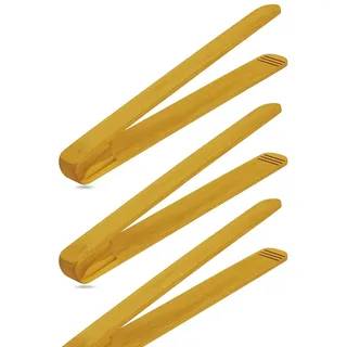 MC-Trend 3 Stück Grillzange 30 cm aus edlem Kirschholz – hochwertige Holz Küchenzange mit 2 cm Rillen für sicheren Halt – Grillzubehör & Würstchenzange für Grill, Küche & Pfanne (3)