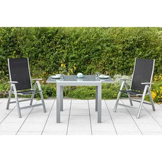 Merxx Gartenmöbel Set 3-tlg. Schwarz/Silber
