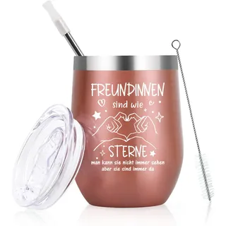 Livole Freundinnen Geschenk, Beste Freundin Geschenke, Geschenke für Freundin, Sie Frauen, zum Geburtstag, Weihnachtsgeschenke, 350ml Kaffeebecher to go Thermo, Thermobecher mit Strohhalm und Deckel
