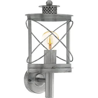 EGLO Hilburn 1, 1 flammige Außenleuchte, Wandleuchte aus verzinktem Stahl und Kunststoff, Farbe: Silber-antik, IP44