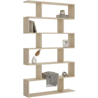 Dmora - Misma Bücherregal, Mehrzweck-Büroregal, Bücherregal mit 5 Regalen, 80x25h190 cm, Eiche