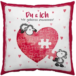 SHEEPWORLD Kissen Motiv Du und ich 40 x 40 cm Rosa/Mehrfarbig