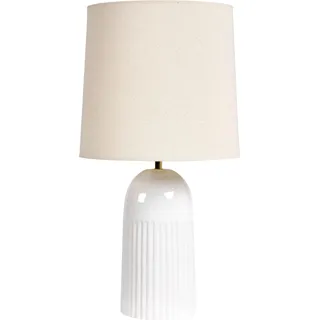 BELIANI Tischlampe cremefarben Keramikfuß Leinenlampenschirm Nachttischlampe für Flur oder Wohnbereich - Weiß, Beige