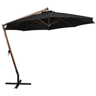vidaXL Ampelschirm mit Mast Schwarz 3,5x2,9 m Massivholz Tanne - Schwarz