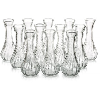 12 x Kleine Vasen für Tischdeko, Hewory Vase Glas Blumenvase Vintage Deko Glasvase Mini Vasen Set Vasen Klein Tischdeko Für Wohnzimmer Deko Modern Hochzeitsdeko