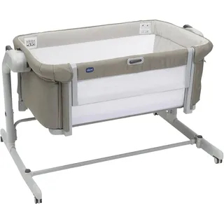 Chicco Next2Me Magic Evo, Beistellbett für Babys, mit Schaukelmodus, Kippfunktion, aufklappbarem Seitenteil, verstellbarer Höhe, 4 Rädern, inkl. Matratze und Reisetasche, Beige