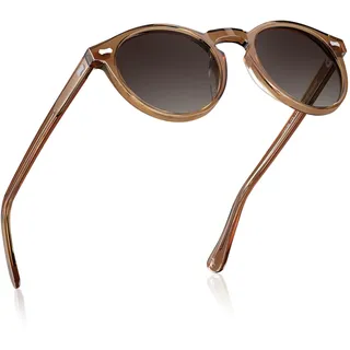Carfia Herren Polarisiert, Retro Acetat-Rahmen, UV 400 - Rund Fashion Brille