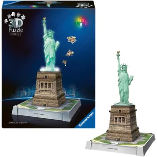 Ravensburger 3D Puzzle Iconics: 12008027 Freiheitsstatue - mit Licht - Das berühmte New Yorker Wahrzeichen als detailgetreues und beleuchtetes Modell