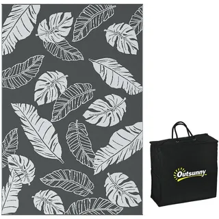 Outsunny Outdoorteppich, Kunststoff, Grau+Weiß , Grau, Weiß , 274x182 cm , Teppiche und Böden, Teppiche, Outdoorteppiche