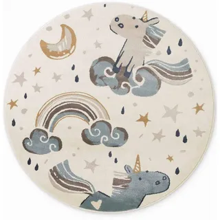 Ted Baker Kinderteppich , Multicolor, Beige , Kunststoff , Einhorn , rund , Oeko-Tex® Standard 100 , für Fußbodenheizung geeignet, in verschiedenen Größen erhältlich, stuhlrollengeeignet, pflegeleicht, strapazierfähig , Teppiche und Böden, Teppiche, Kinderteppiche