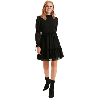 TRENDYOL Damen Schwarzes Shirred Kleid. Casual Dress, Schwarz, 38 EU