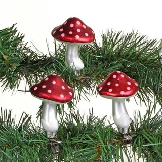 Buri Weihnachtsdeko Fliegenpilz 3er-Set 8cm Weihnachtsbaumschmuck