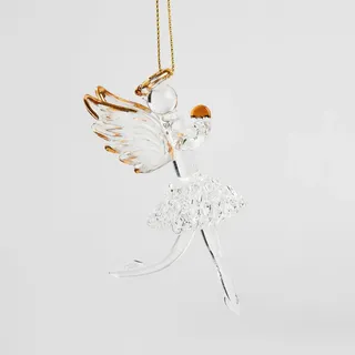 home&you Weihnachtsdeko Hängend Tinyangelos, 5 x 9,5 cm, Gold, Christbaumschmuck, Weihnachtsbaumdekoration, Christmas, Xmas , Glas , 5x9.5x4.5 cm , Dekoration, Weihnachtsdekoration, Christbaumschmuck