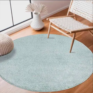 Carpet City Teppich »Friseé-Teppich FANCY900«, rund, 12 mm Höhe, Kurzflor, Einfarbig, 3D-Optik, Streifen Look Carpet City mint-türkis Ø 120 cm   1 St.