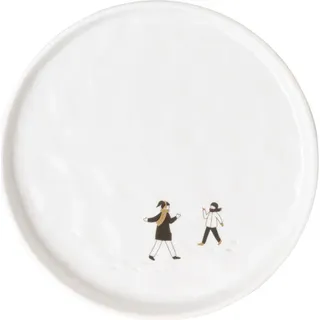 Teller "Schneeballschlacht" 15cm - Weiß, Gold