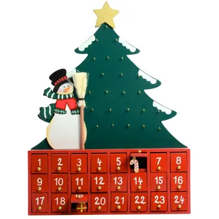 Kurt Adler Adventskalender aus Holz mit Schneemann und Weihnachtsbaum