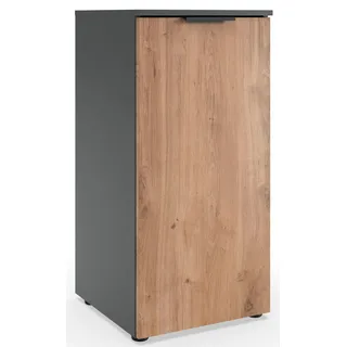 WIMEX Kommode Level by fresh to go 41 x 92 cm Schwarz / Plankeneiche Nachbildung / Graphit