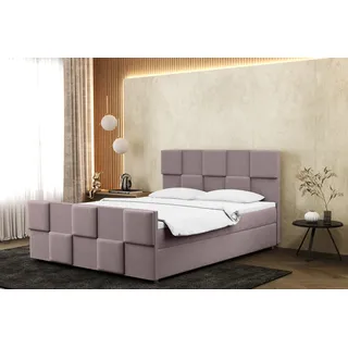 Kaiser Möbel Boxspringbett 160x200 cm mit bettkasten matratze und topper ZEPHYR Heidekraut - Violett