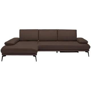 Celina Home Ecksofa , Braun , Leder , Echtleder , Rindleder, Spaltleder , Ottomane links, L-Form , 273x187 cm , Made in Eu , Fußauswahl, Lederauswahl, Stoffauswahl, seitenverkehrt erhältlich, Hocker erhältlich, Rücken echt , Wohnzimmer, Sofas & Couches, Wohnlandschaften, Ecksofas