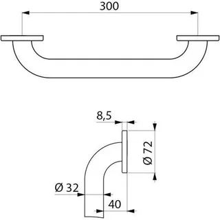 Delabie Haltegriff Basic D32 L300mm Edst. sat. - Silber